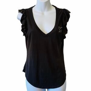 Chaser vintage jersey flutter sleeve v neck tee